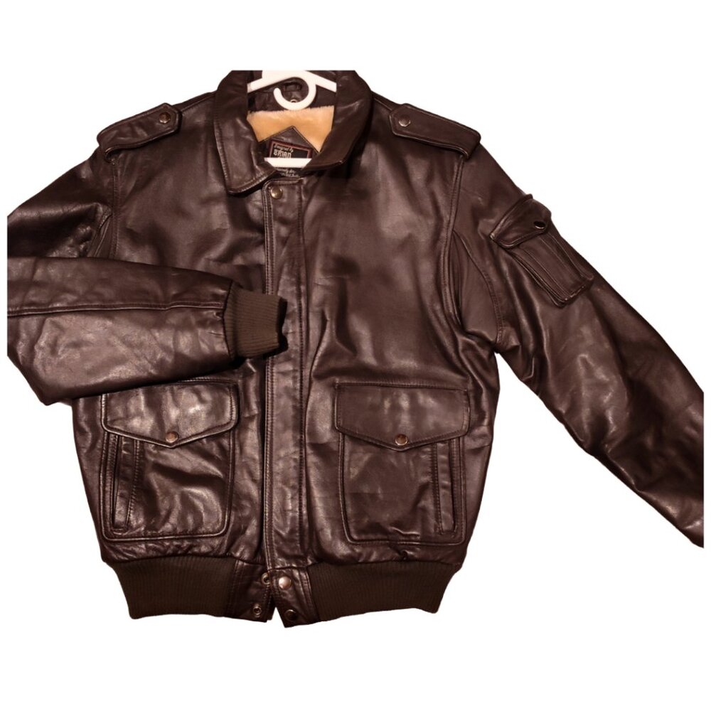 Vintage Brian Gregory Brown Leather Men Jacket, Size 38, Made for Alaska Down